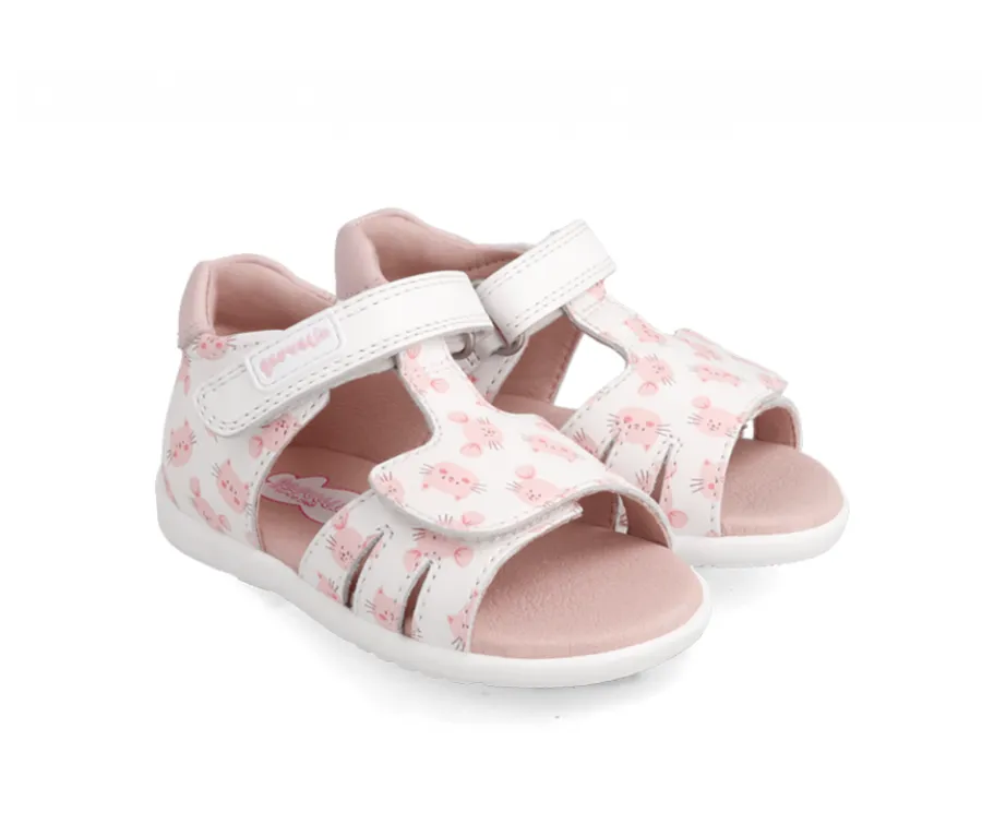 GARVALIN SANDALIA ESTAMPADO BLANCO RATONES 222304-B