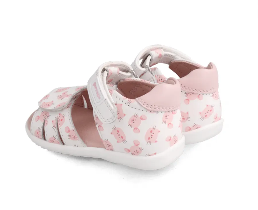 GARVALIN SANDALIA ESTAMPADO BLANCO RATONES 222304-B