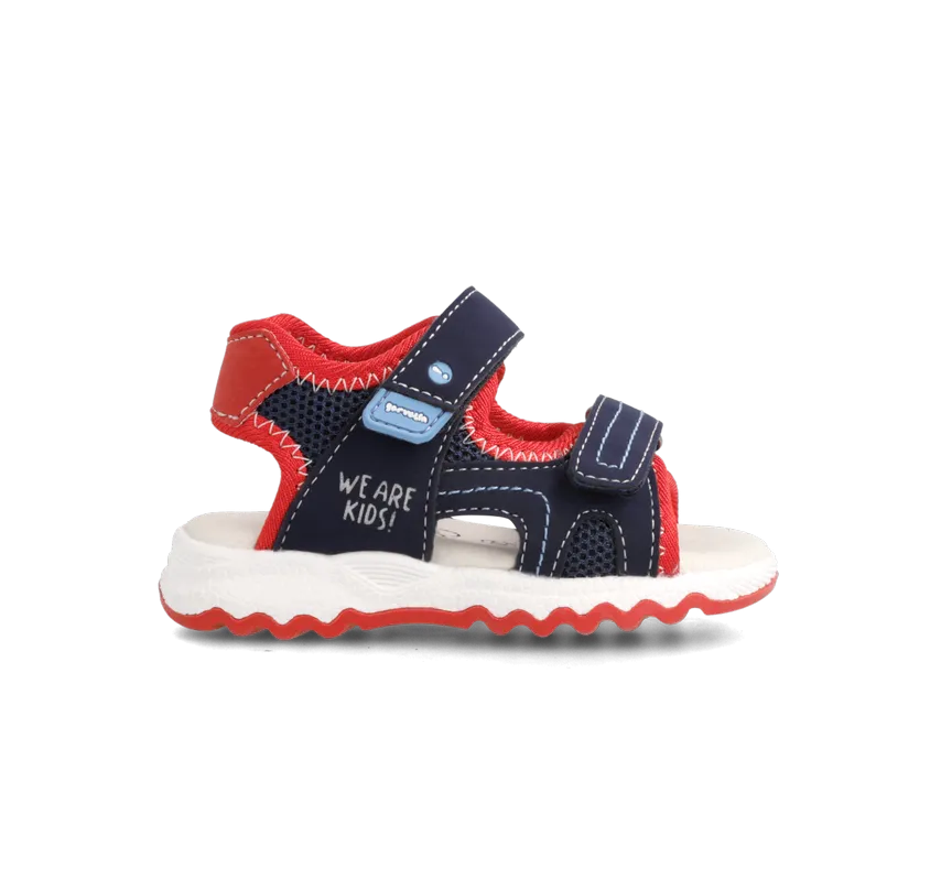 GARVALIN SANDALIA VELCROS 222806-A  AZUL MARINO Y ROJO