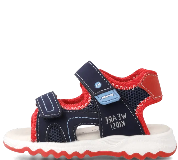 GARVALIN SANDALIA VELCROS 222806-A  AZUL MARINO Y ROJO