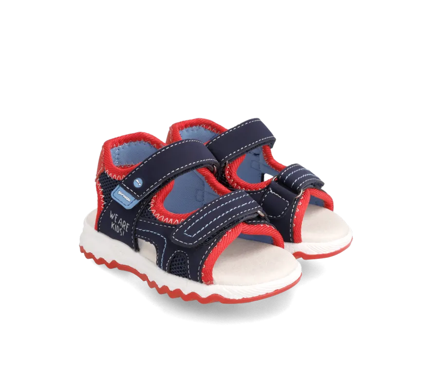 GARVALIN SANDALIA VELCROS 222806-A AZUL MARINO Y ROJO