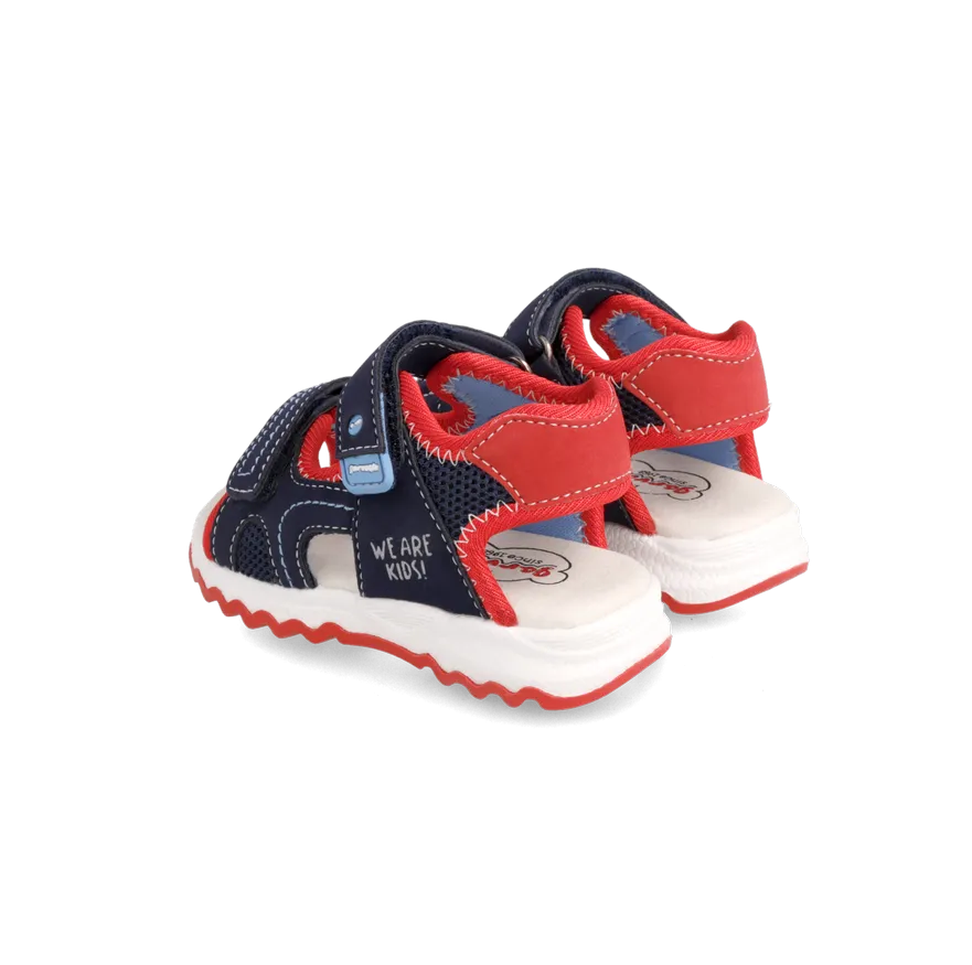 GARVALIN SANDALIA VELCROS 222806-A AZUL MARINO Y ROJO