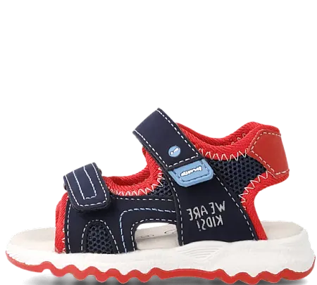 GARVALIN SANDALIA VELCROS 222806-A  AZUL MARINO Y ROJO
