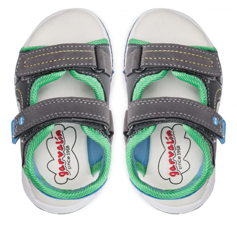GARVALIN SANDALIA VELCROS 222806-B GRIS AZUL ELÉCTRICO