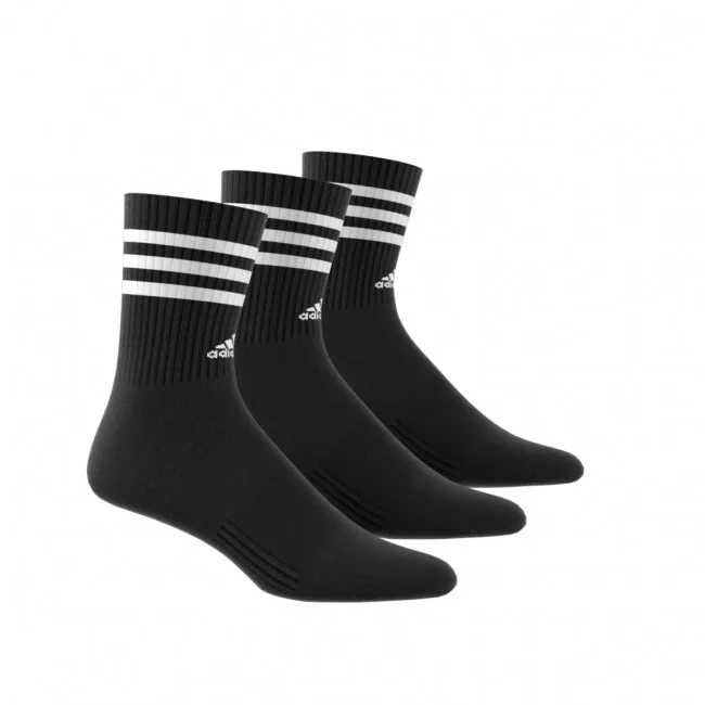 ADIDAS 3-STRIPES CUSHIONED CREW SOCKS 3 PAIRS IC1321 BLCK/WHITE