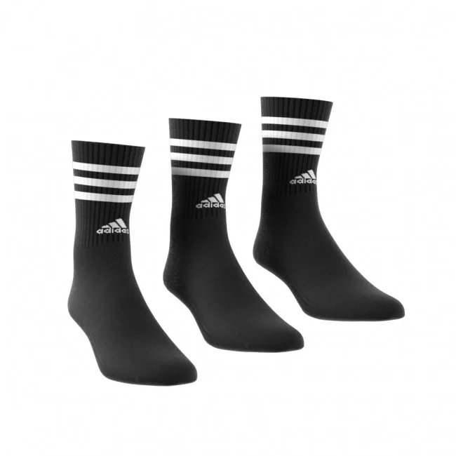 ADIDAS 3-STRIPES CUSHIONED CREW SOCKS 3 PAIRS IC1321 BLCK/WHITE