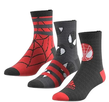 ADIDAS MARVEL SPIDER-MAN CREW SOCKS 3 PAIRS HZ2915 BLACK/GRESIX
