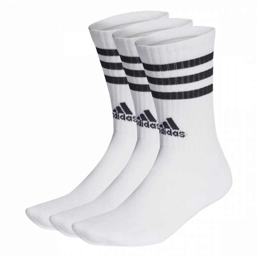 ADIDAS 3-STRIPES CUSHIONED CREW SOCKS 3 PAIRS HT3458 WHITE/BLACK