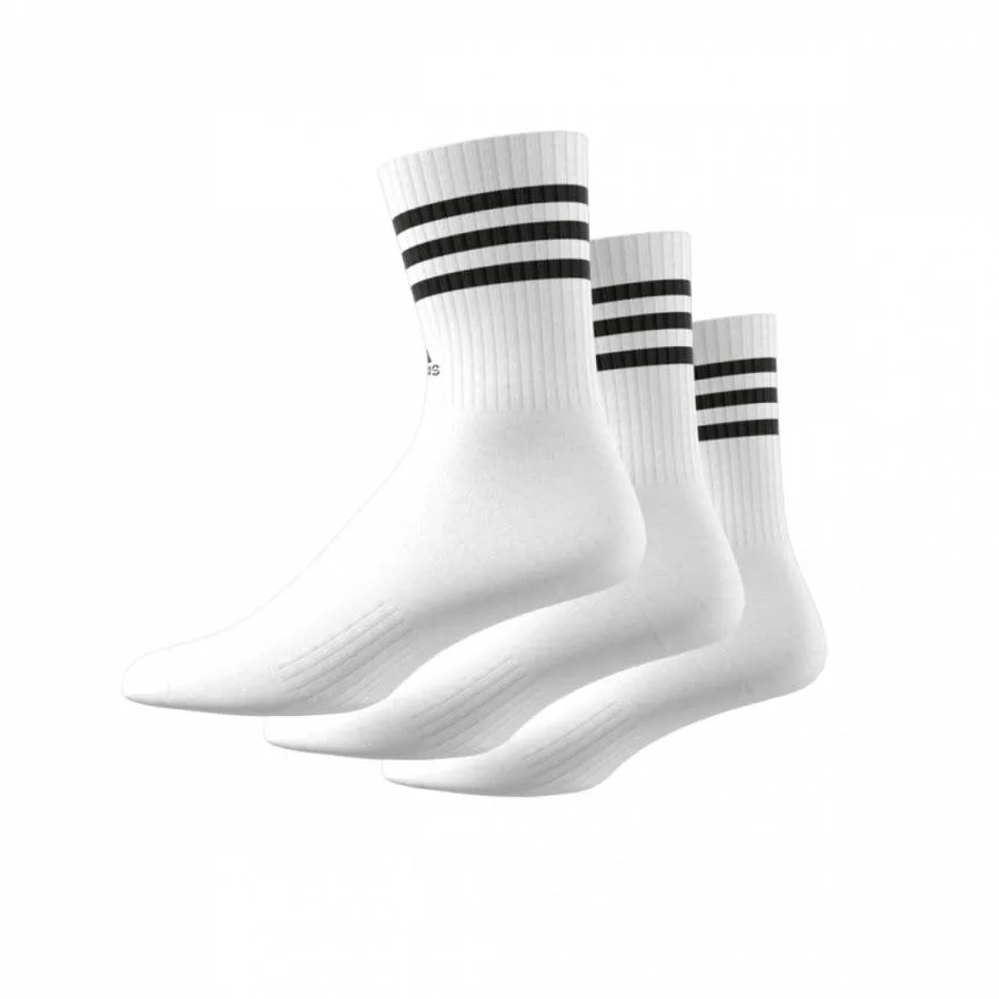 ADIDAS 3-STRIPES CUSHIONED CREW SOCKS 3 PAIRS HT3458 WHITE/BLACK