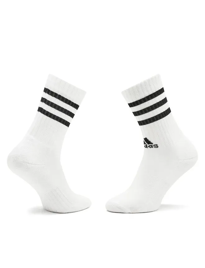 ADIDAS 3-STRIPES CUSHIONED CREW SOCKS 3 PAIRS HT3458 WHITE/BLACK