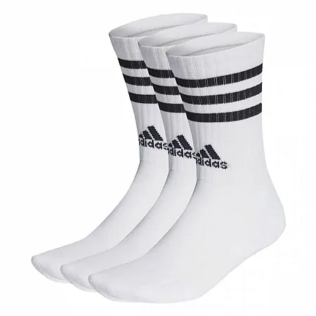 ADIDAS 3-STRIPES CUSHIONED CREW SOCKS 3 PAIRS HT3458 WHITE/BLACK