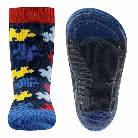 EWERS STOPPER SOCKS 221292 SOFTSTEPS PUZZLE BLUE/YELLOW