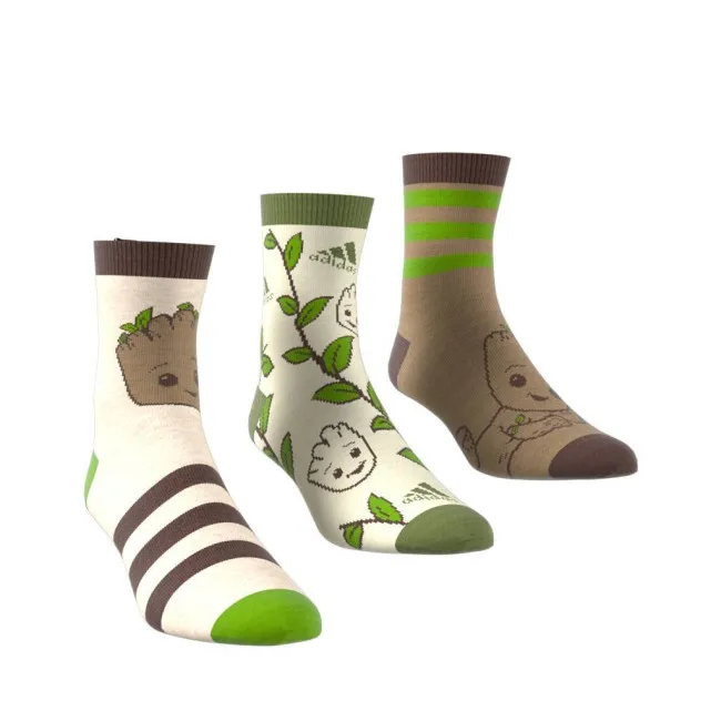 ADIDAS MARVEL GROOT CREW SOCKS 3 PAIRS IU4851 HEATHER/IVORY/CARDBOARD