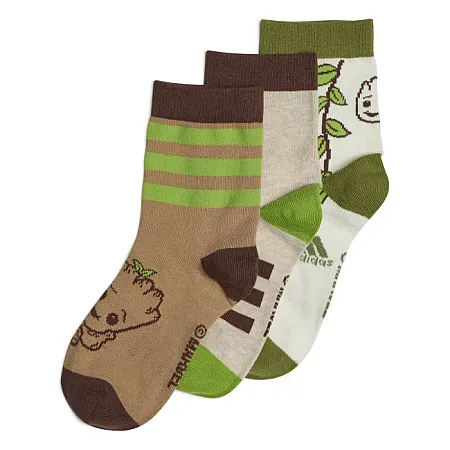 ADIDAS MARVEL GROOT CREW SOCKS 3 PAIRS IU4851 HEATHER/IVORY/CARDBOARD