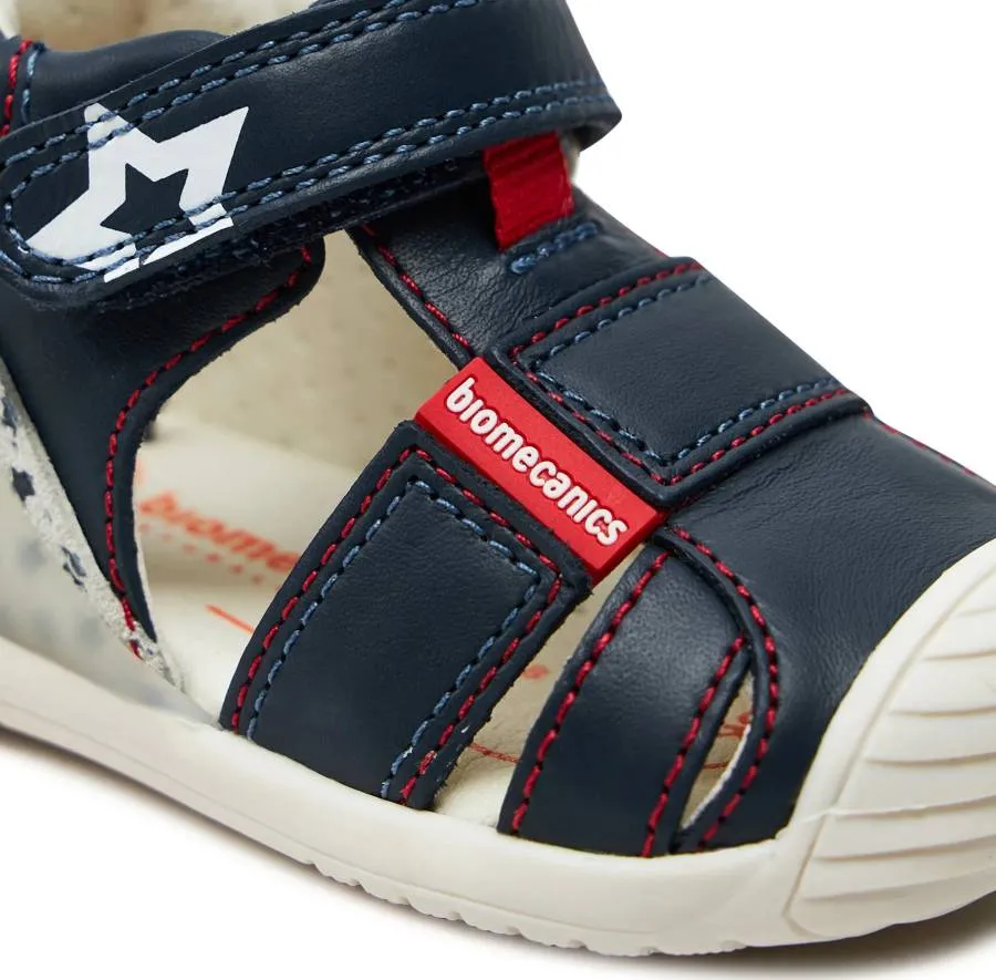 BIOMECANICS SANDAL STAR FIRST STEPS  242125-A OCEAN/WHITE/RED