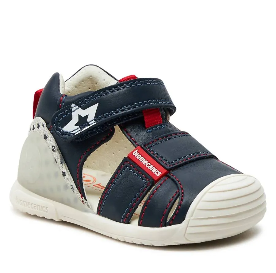 BIOMECANICS SANDAL STAR FIRST STEPS  242125-A OCEAN/WHITE/RED