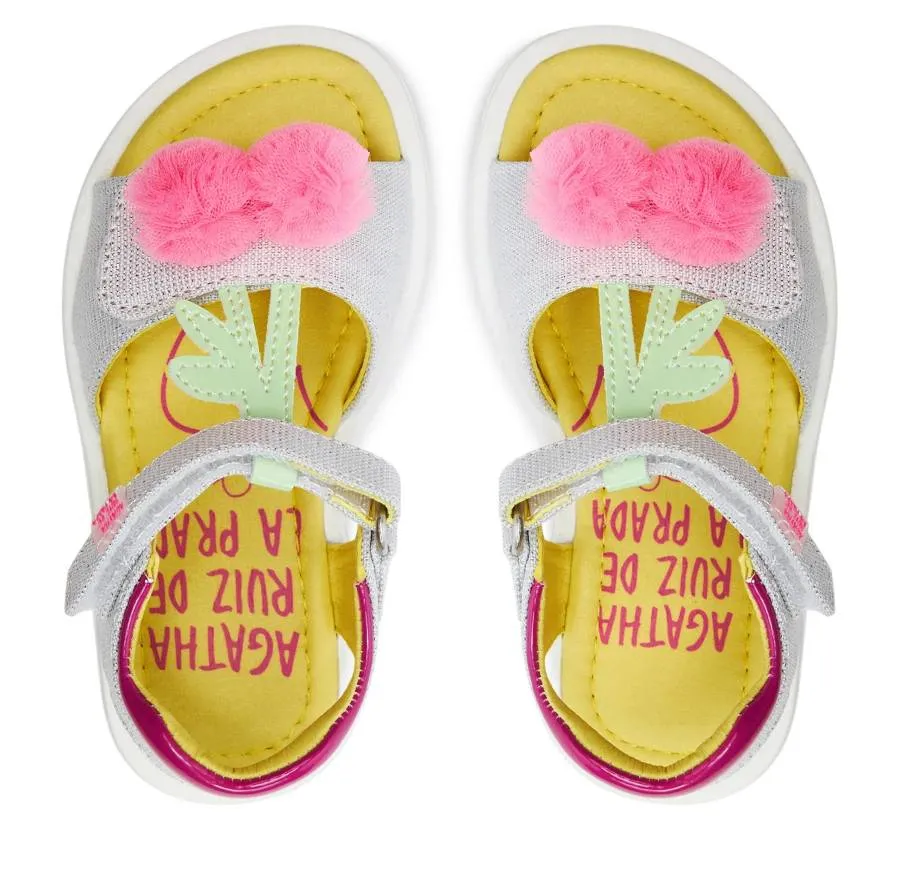 AGATHA RUIZ DE LA PRADA SANDAL CANVAS 242926-B CEREZAS WHITE/FUXIA