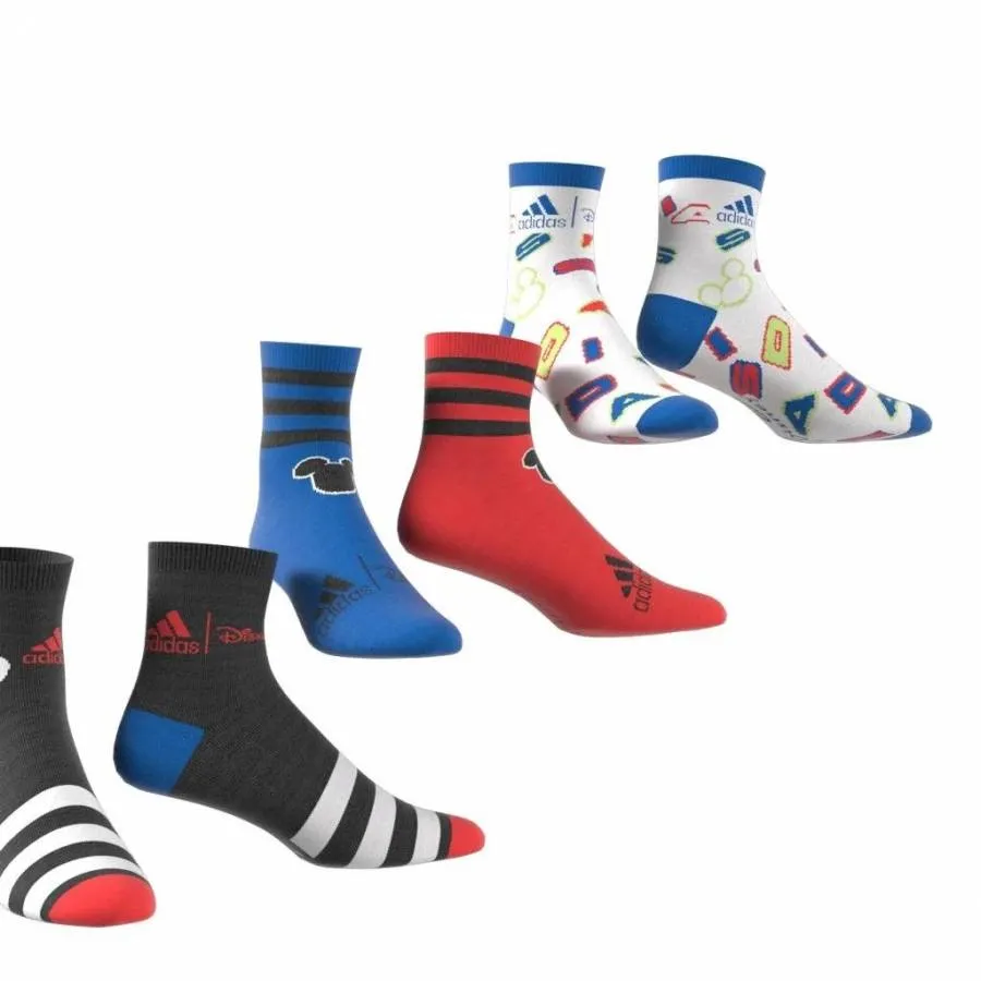 ADIDAS MICKEY MOUSE CREW SOCKS 3 PAIRS IB6776 BLACK/BRIGHT ROYAL/CHALK WHITE