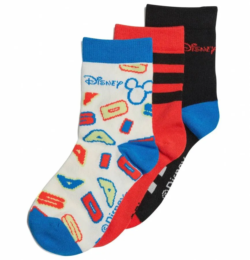 ADIDAS MICKEY MOUSE CREW SOCKS 3 PAIRS IB6776 BLACK/BRIGHT ROYAL/CHALK WHITE