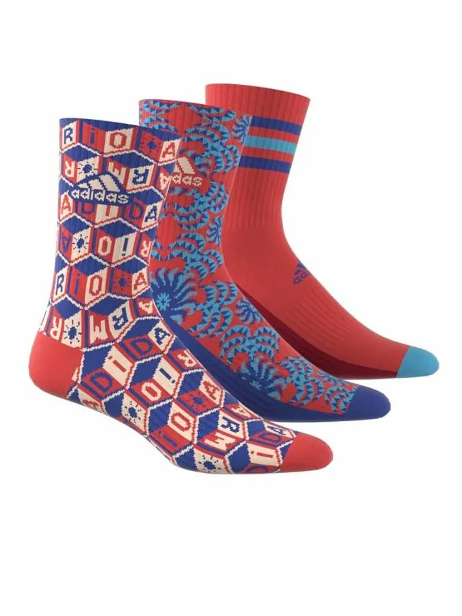 ADIDAS W FARM SOCKS 3PP IU3154 MULTCO/BRIRED/BOBLUE