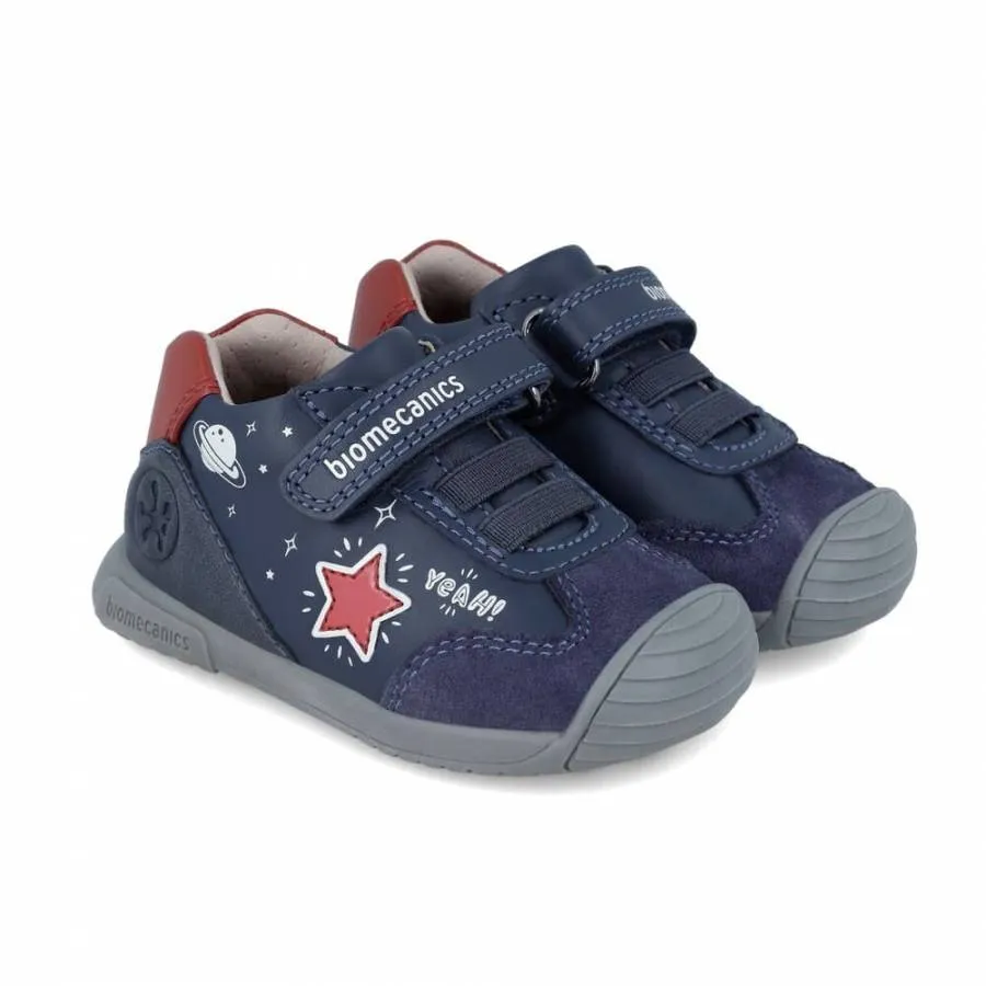 BIOMECANICS BOYS FIRST STEPS 241129-A183 BLUE OCEAN/RED LEATHER