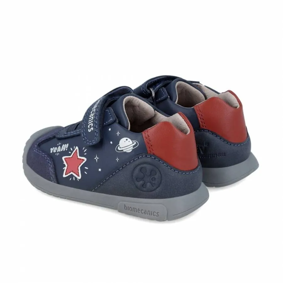 BIOMECANICS BOYS FIRST STEPS 241129-A183 BLUE OCEAN/RED LEATHER