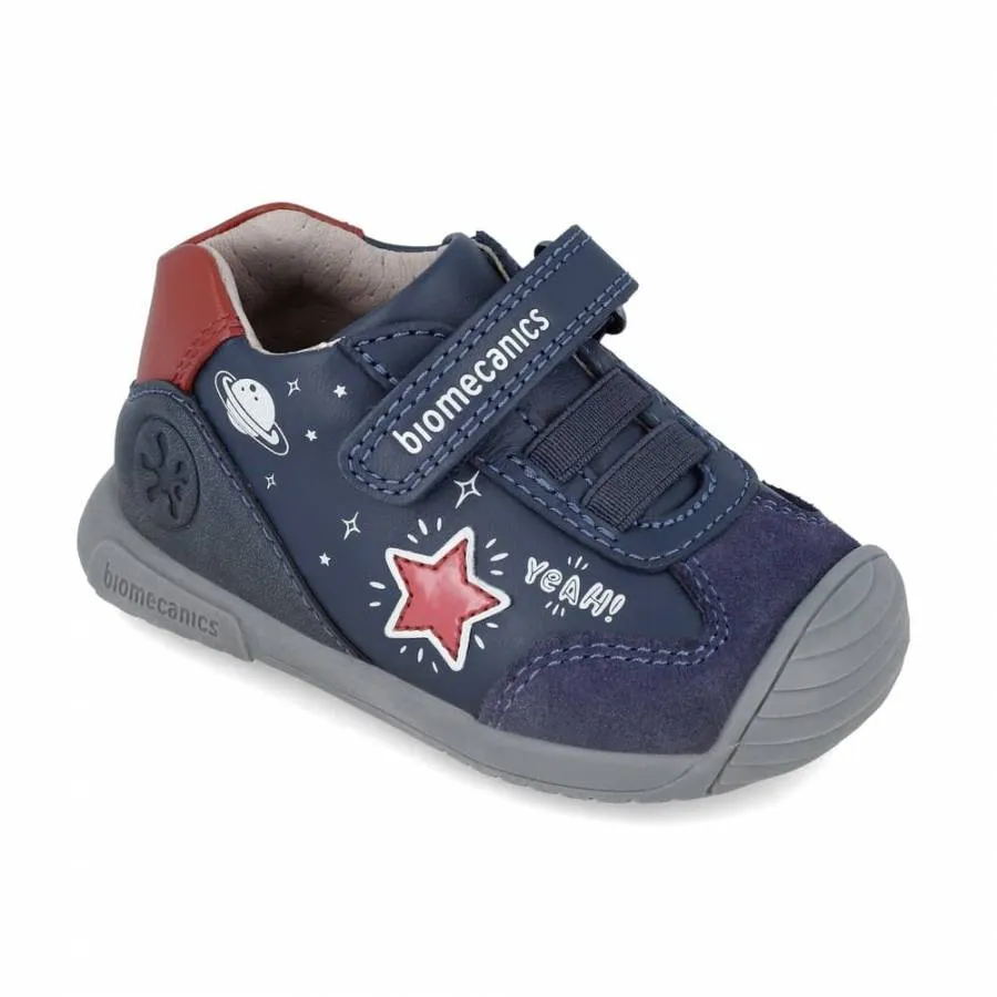 BIOMECANICS BOYS FIRST STEPS 241129-A183 BLUE OCEAN/RED LEATHER