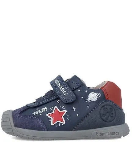 BIOMECANICS BOYS FIRST STEPS 241129-A183 BLUE OCEAN/RED LEATHER
