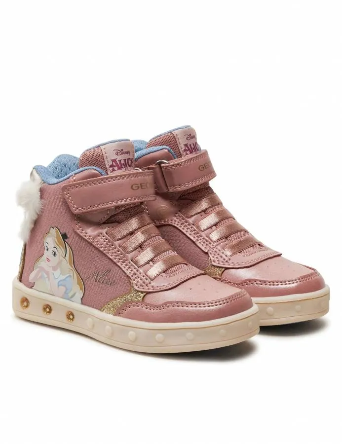GEOX J SKYLIN GIRL SNEAKER LIGHTS J468WG 011KN C8W2U ROSE/PLATINUM