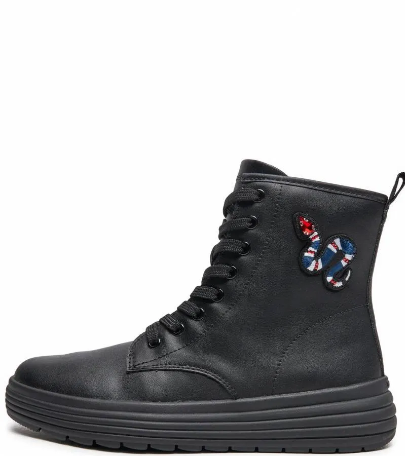 GEOX J PHAOLAE G J46ETD 000BC C9999 BLACK JUNIOR ANKLE BOOTS