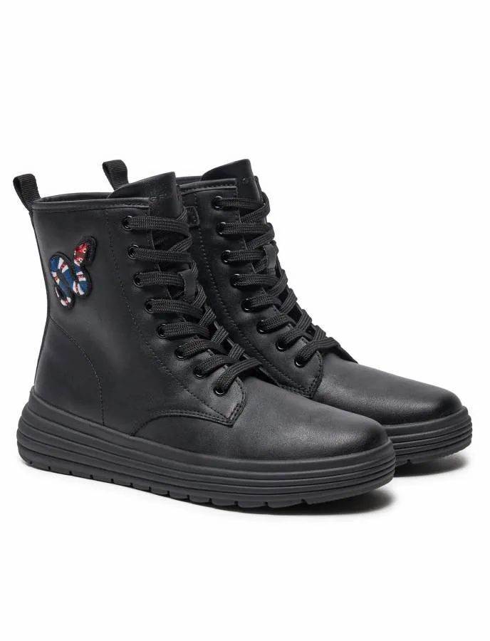GEOX J PHAOLAE G J46ETD 000BC C9999 BLACK JUNIOR ANKLE BOOTS