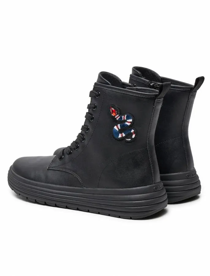GEOX J PHAOLAE G J46ETD 000BC C9999 BLACK JUNIOR ANKLE BOOTS