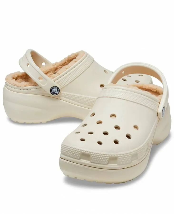 CROCS CLASSIC PLATFORM LINED CLOG W 207938-2Y2 BONE