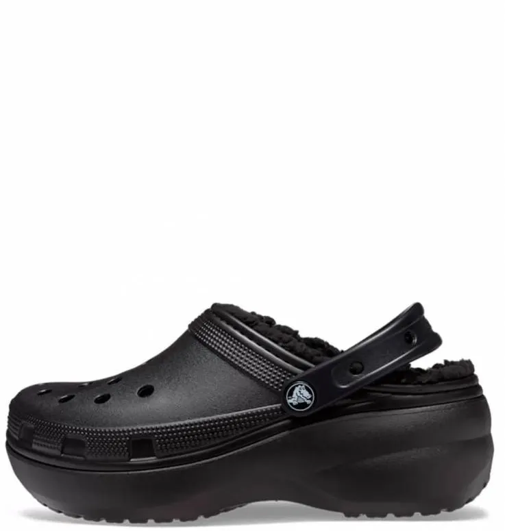 CROCS CLASSIC PLATFORM LINED CLOG W 207938-001 BLACK