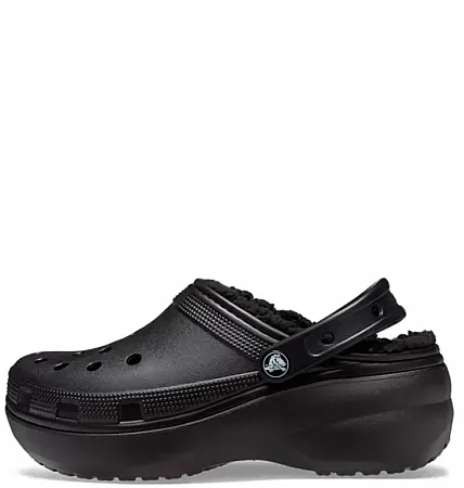 CROCS CLASSIC PLATFORM LINED CLOG W 207938-001 BLACK