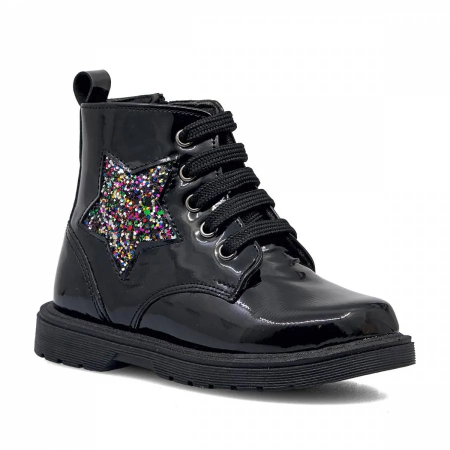 RICCO MONDO LEATHER MAT BOOTS 259R BLACK MAT/MULTICOLOR GLITTER