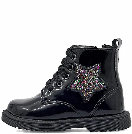 RICCO MONDO LEATHER MAT BOOTS 259R BLACK MAT/MULTICOLOR GLITTER