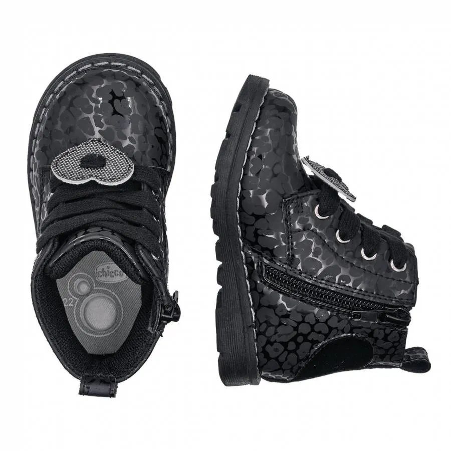 CHICCO BOOT FAVETA FIRST STEPS 720320-870 BLACK PRINTED PATENT PU