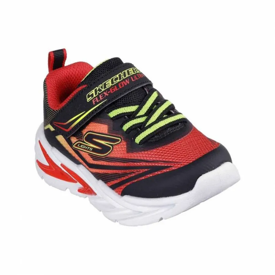 SKECHERS S LIGHTS-FLEX-GLOW ULTRA  400139N/BKRD BLACK/RED