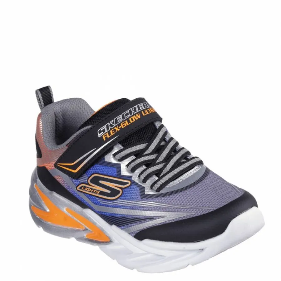 SKECHERS S LIGHTS-FLEX-GLOW ULTRA 400139N/BKSL BLACK/SILVER