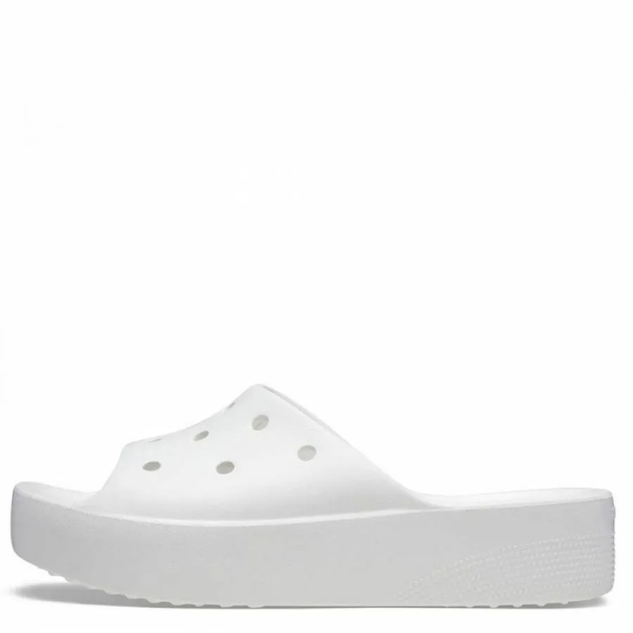 CROCS CLASSIC PLATFORM SLIDES 208180-100 WHITE