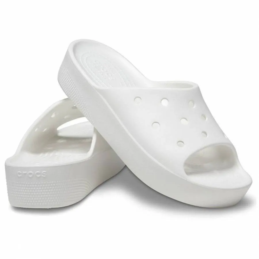 CROCS CLASSIC PLATFORM SLIDES 208180-100 WHITE