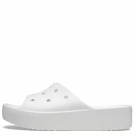 CROCS CLASSIC PLATFORM SLIDES 208180-100 WHITE