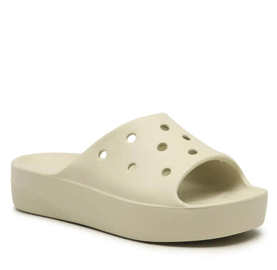 CROCS CLASSIC PLATFORM SLIDES 208180-2Y2 BONE