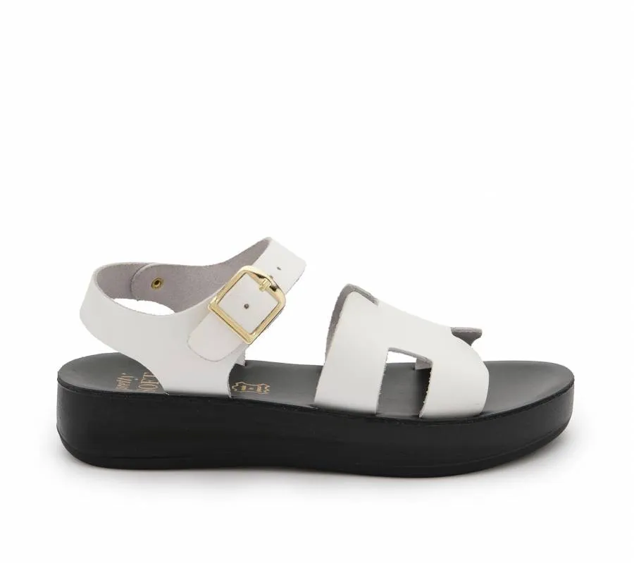 PRETTY SOFT LEATHER SANDAL 1547-WHITE WHITE/BLACK