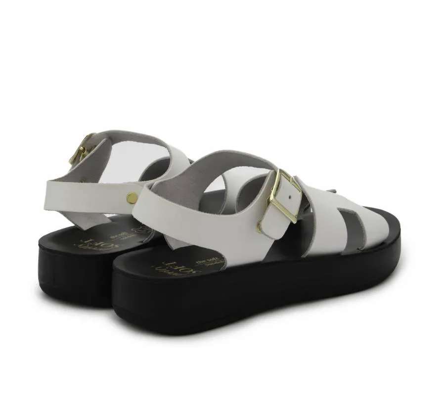 PRETTY SOFT LEATHER SANDAL 1547-WHITE WHITE/BLACK