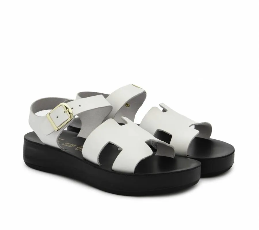 PRETTY SOFT LEATHER SANDAL 1547-WHITE WHITE/BLACK