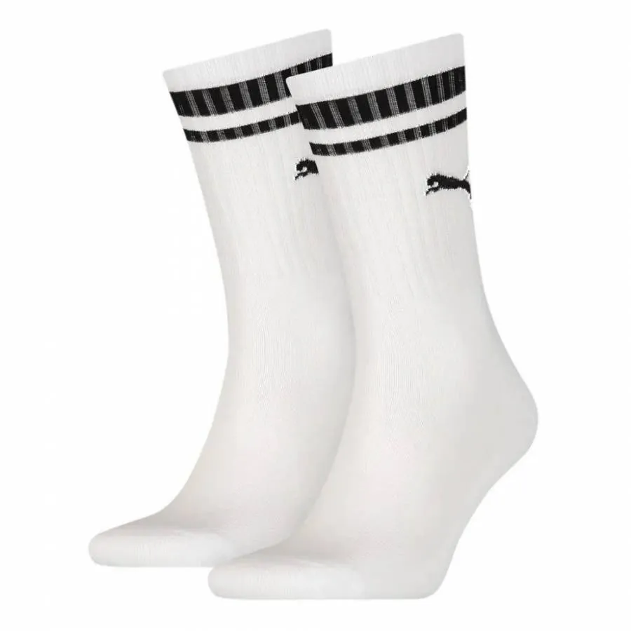 PUMA SPORT SOCKS 2P DOBOTEX CREW HERITAGE 907944 02 WHITE/BLACK