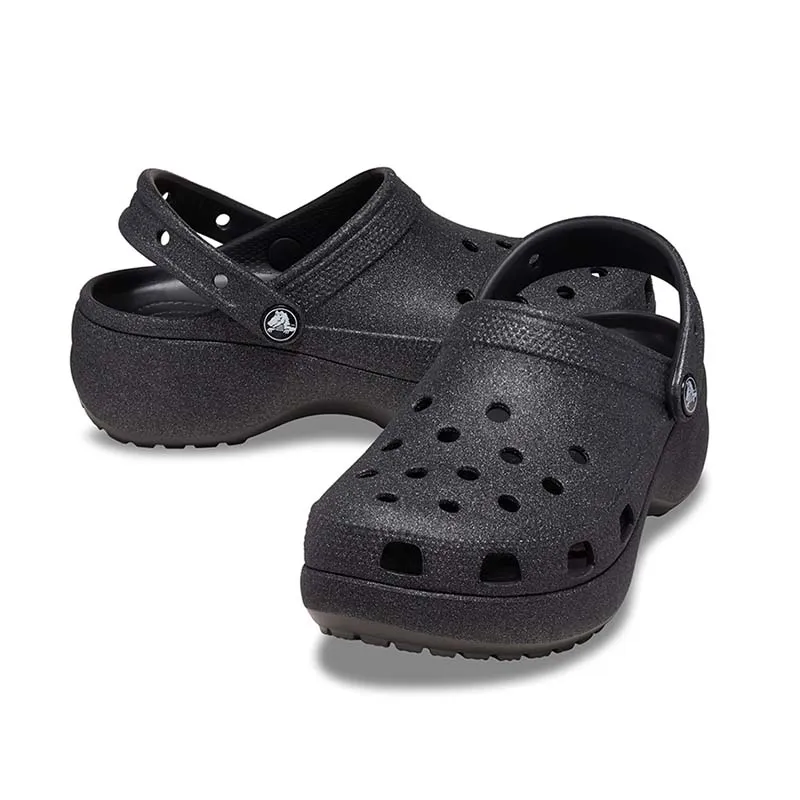 CROCS CLASSIC PLATFORM GLITTER CLOGW 207241-001 BLACK/GLITTER