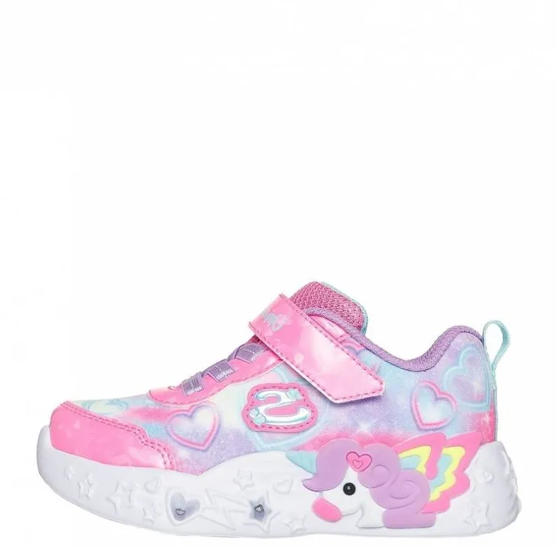SKECHERS S LIGHTS UNICORN CHARMER LILHEART SPARKLES 303064N/PKMT PINK/MULTI